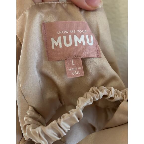 Show Me Your Mumu Zoey Midi Dress in Champagne Luxe Satin L NWT - Picture 7 of 10